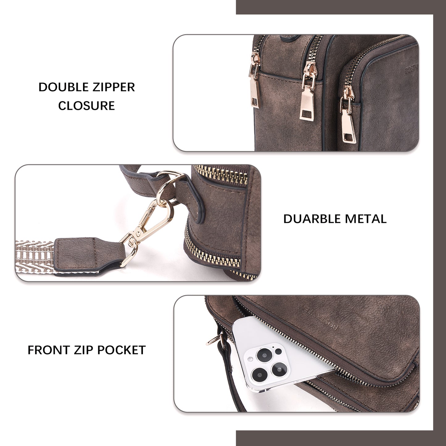 BOSTANTEN Crossbody Bags for Women Trendy Vegan Leather Purses Top Handle Shoulder Handbags with Wide Strap