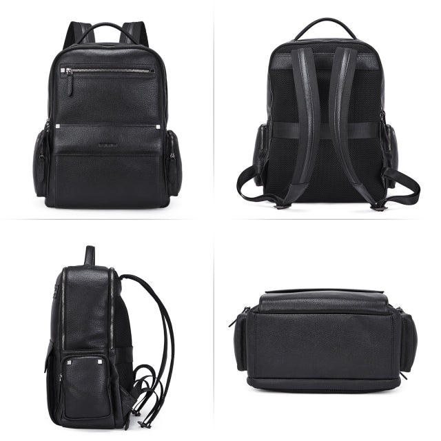 BOSTANTEN Men Leather Backpack 15.6 inch Laptop Backpack Travel Business Office Bag Large Capacity School Bookbag