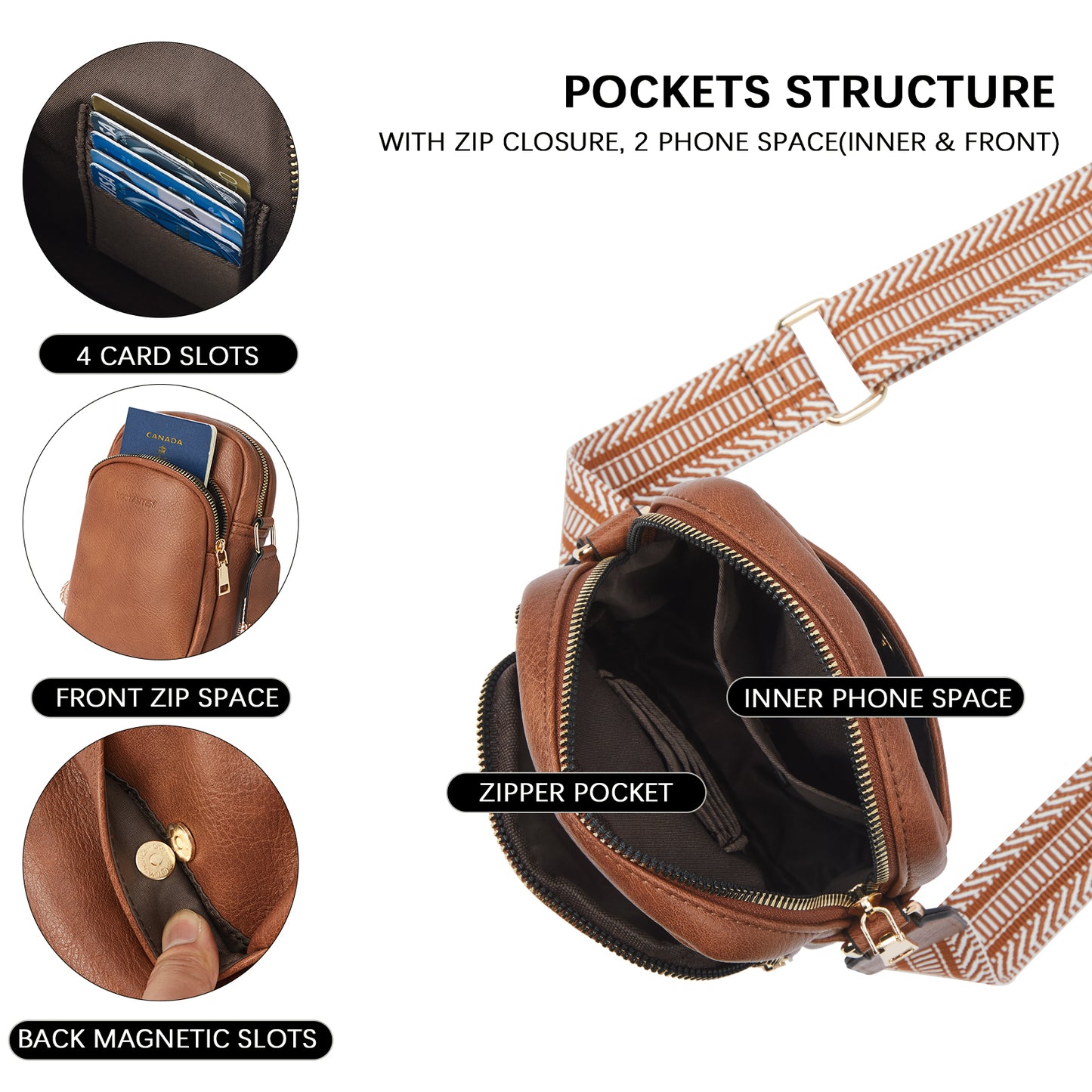 BOSTANTEN Small Crossbody Bags for Women Designer Zip Cell Phone Purse Shoulder Handbags Wallet with Card Slots