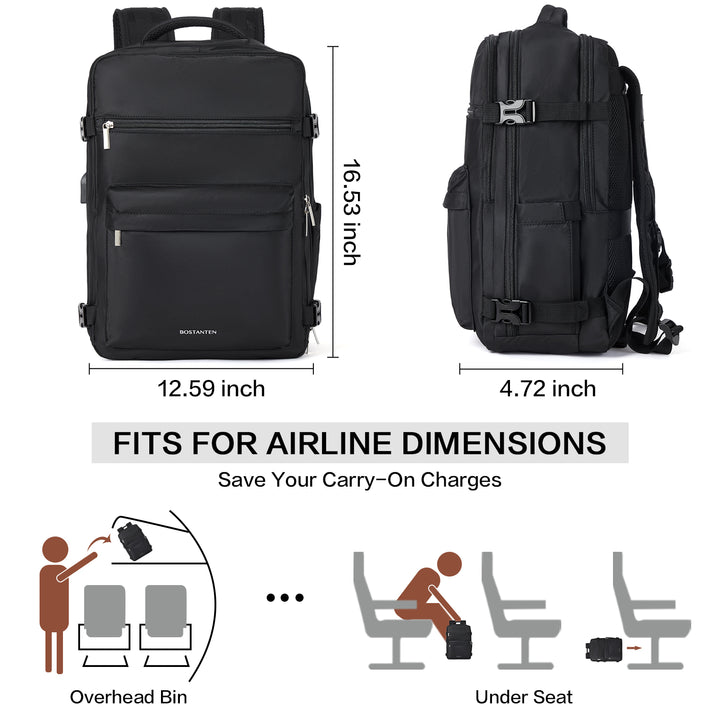 BOSTANTEN Travel Backpack for Women- Flight Approved Carry On Backpack, 15.6" Laptop Backpack Large Lightweight Weekender Bag