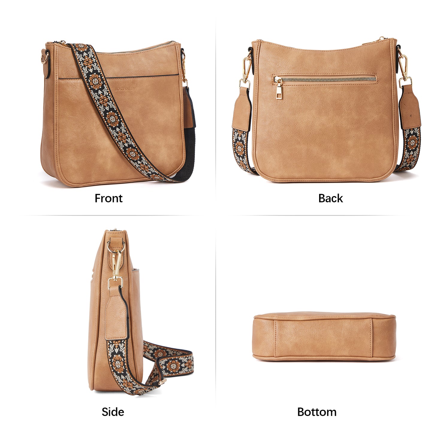 BOSTANTEN Crossbody Bags for Women Trendy Vegan Leather Hobo Purses Shoulder Handbags With Wide Shoulder Strap