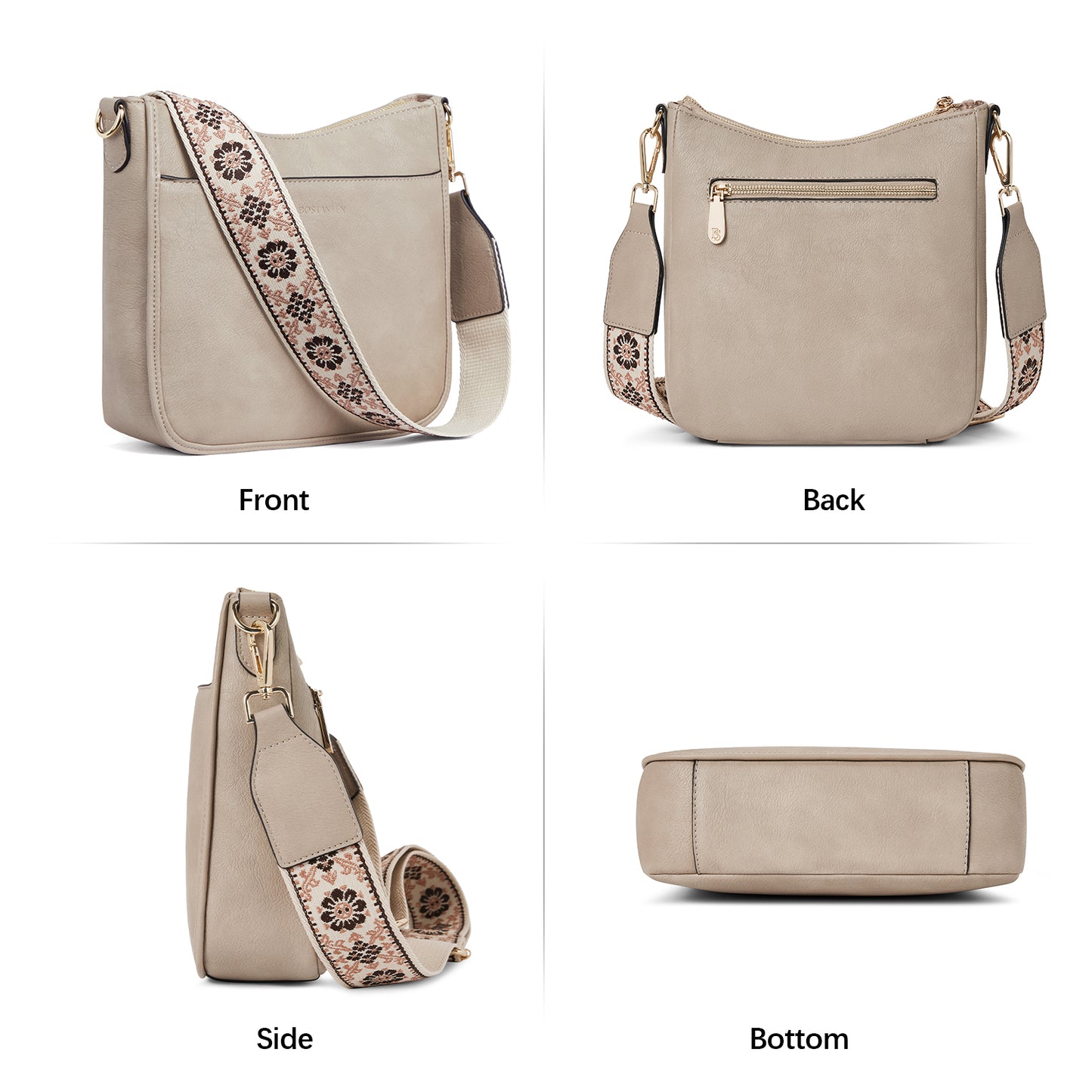 BOSTANTEN Crossbody Bags for Women Trendy Vegan Leather Hobo Purses Shoulder Handbags With Wide Shoulder Strap