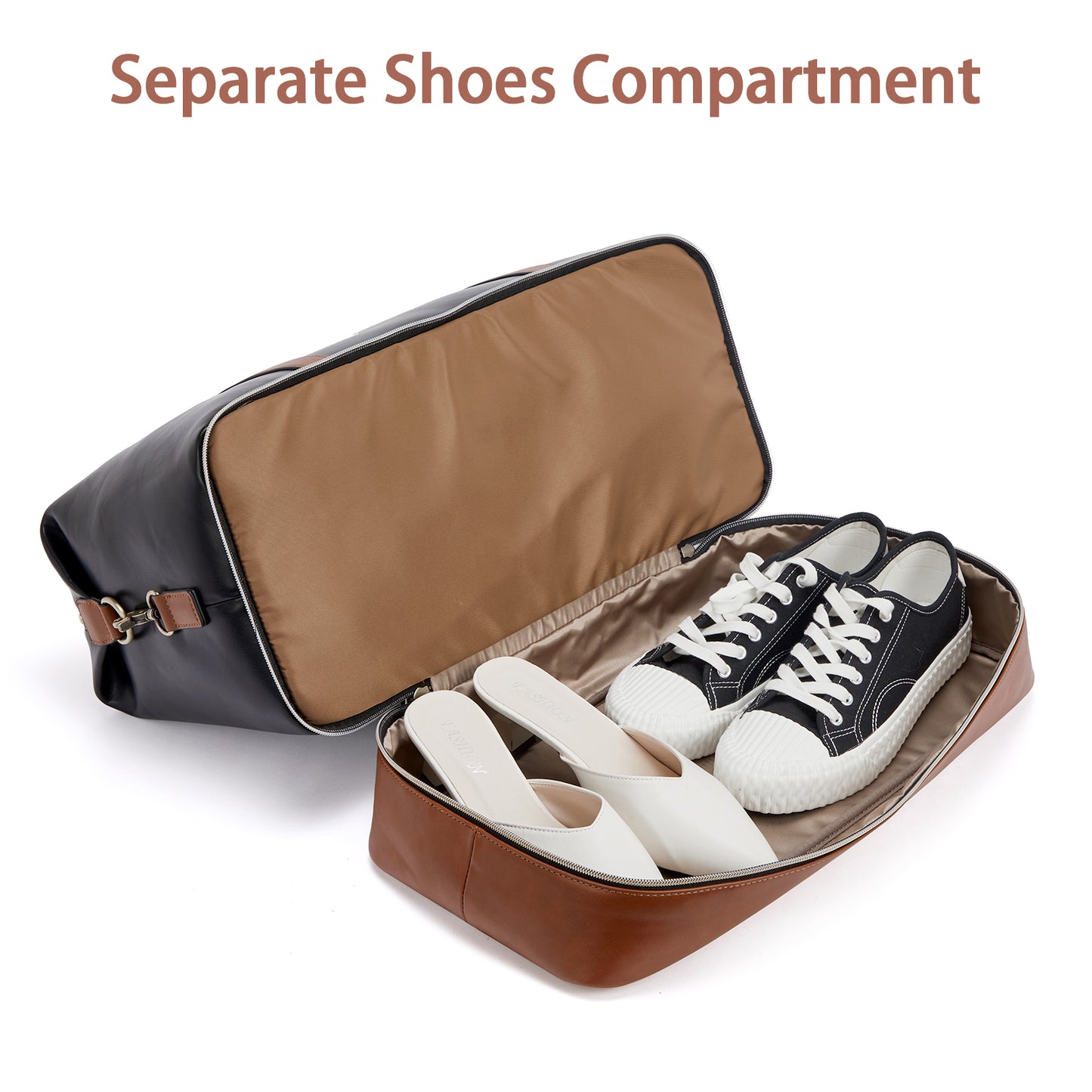 BOSTANTEN Weekender Bags for Women Leather Travel Duffle Bag Carry On Overnight Duffel with Shoe Compartment