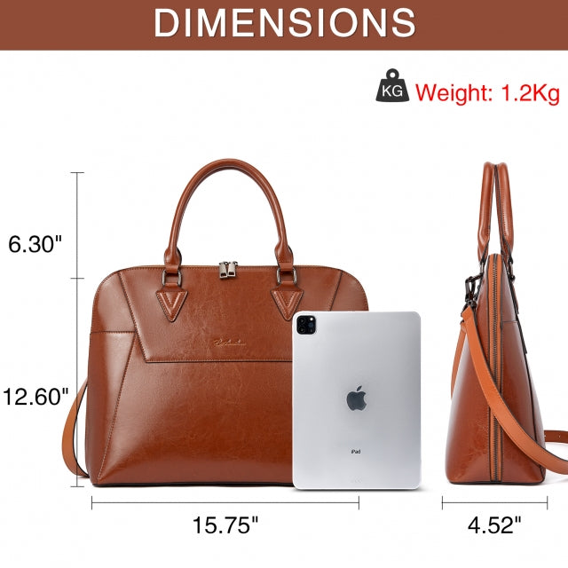 BOSTANTEN Briefcase for Women Leather 15.6 inch Laptop Shoulder Bags Office Work Crossbody Handbag Brown