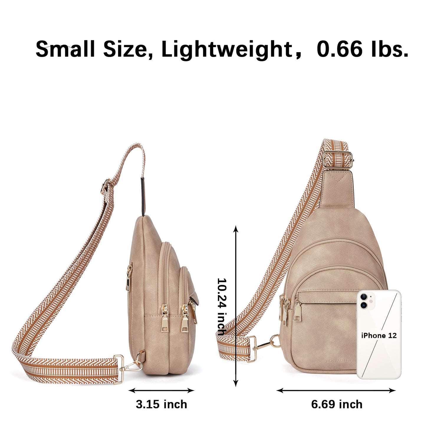 BOSTANTEN Small Sling Bag for Women Leather Crossbody Bags Fanny Pack Chest Bag for Travel