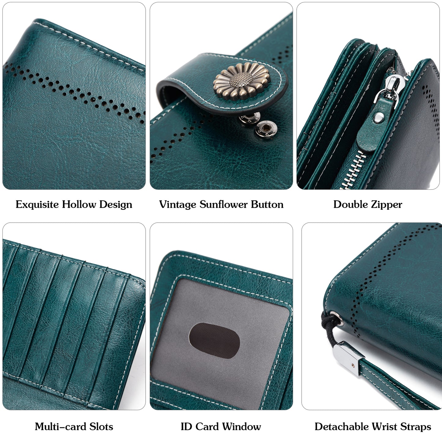 BOSTANTEN Womens Wallet Genuine Leather Large Capacity Wristlet Clutch Purse Credit Card Holder with RFID Blocking