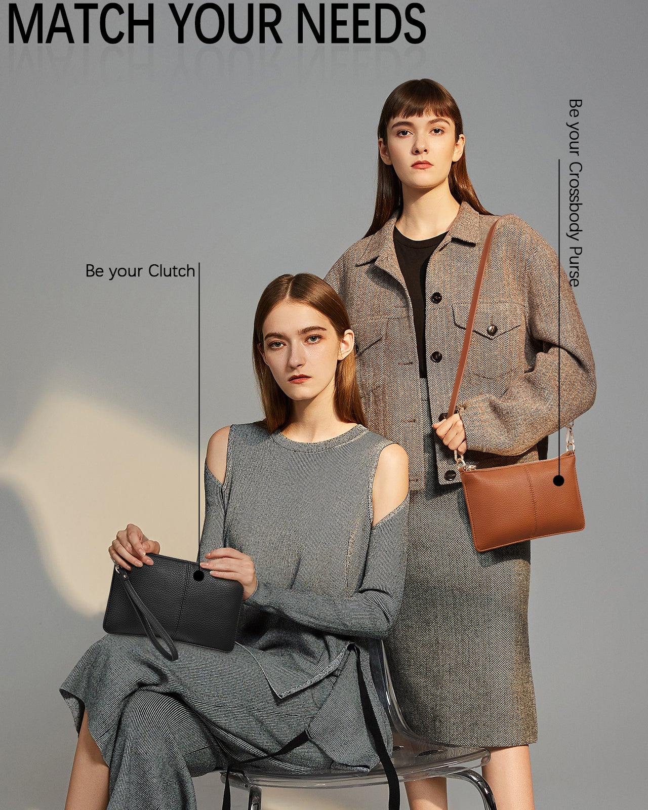 BOSTANTEN Small Purses for Women Crossbody Bags Leather Wristlet Purses Envelope Clutch Purse