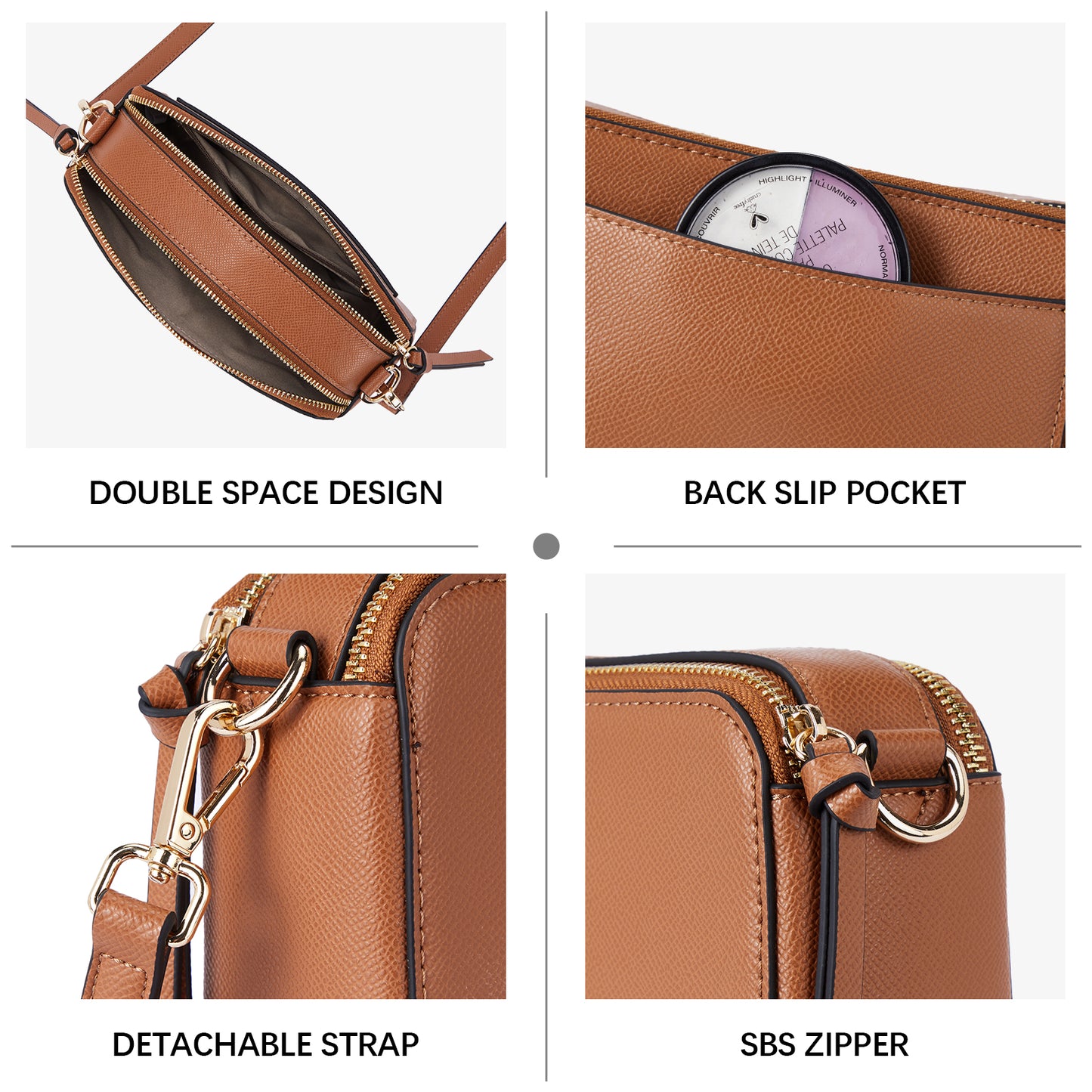 BOSTANTEN Crossbody Bags for Women Leather Snapshot Purses Shoulder Handbags with 2 Adjustable Wide Strap
