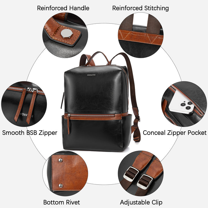 BOSTANTEN Genuine Leather Backpack Purse Fashion Casual College Travel Handbag for Women