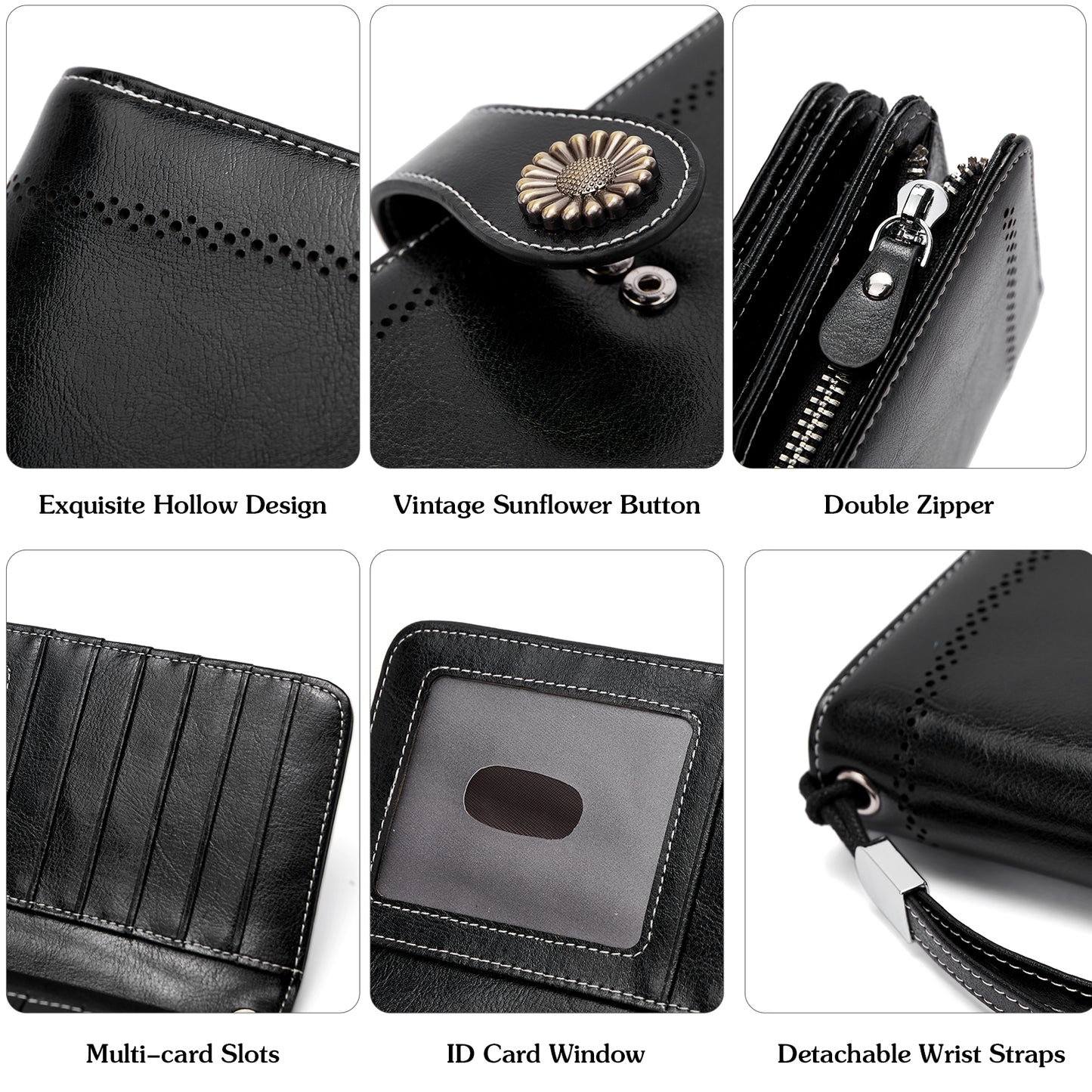 BOSTANTEN Womens Wallet Genuine Leather Large Capacity Wristlet Clutch Purse Credit Card Holder with RFID Blocking