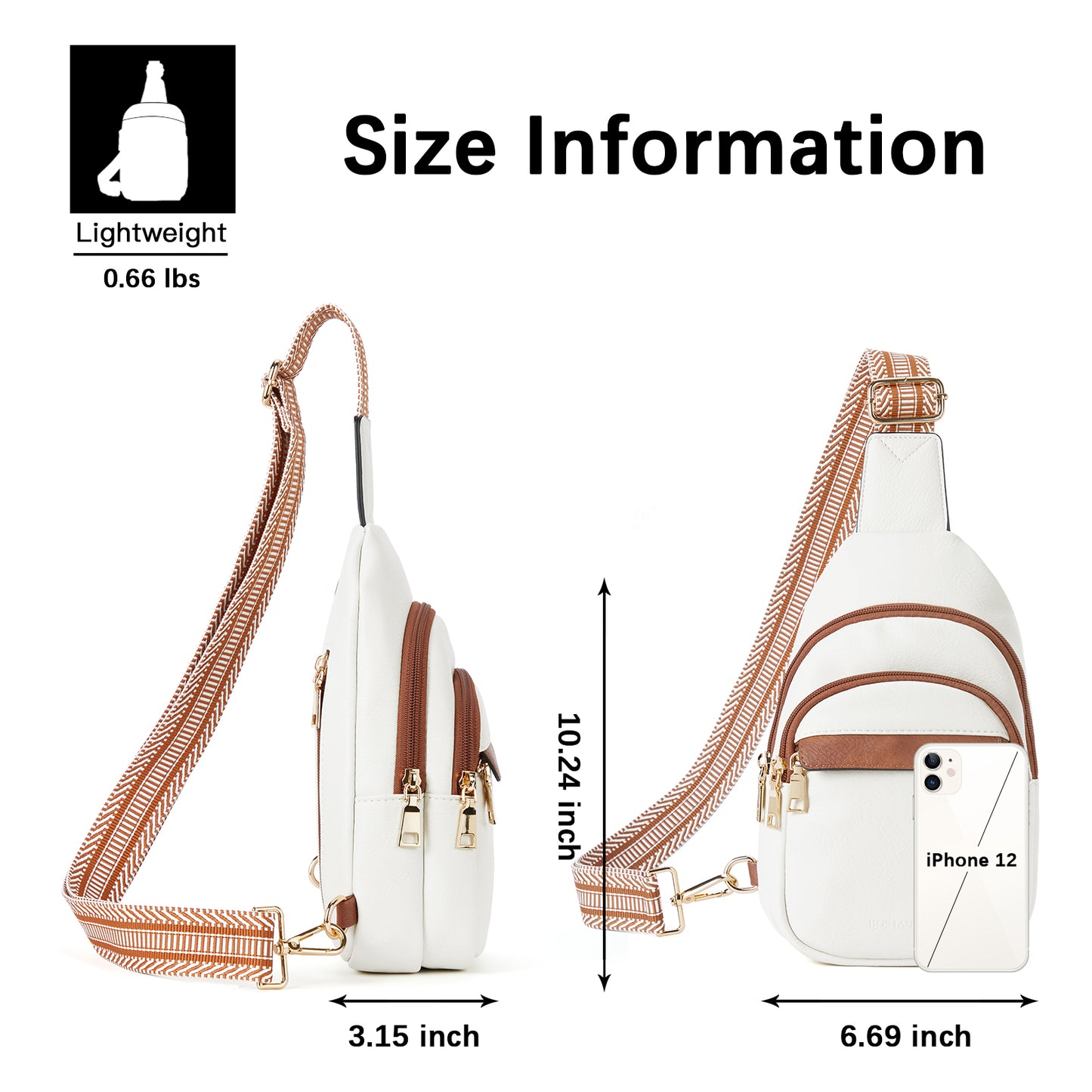 BOSTANTEN Small Sling Bag for Women Leather Crossbody Bags Fanny Pack Chest Bag for Travel