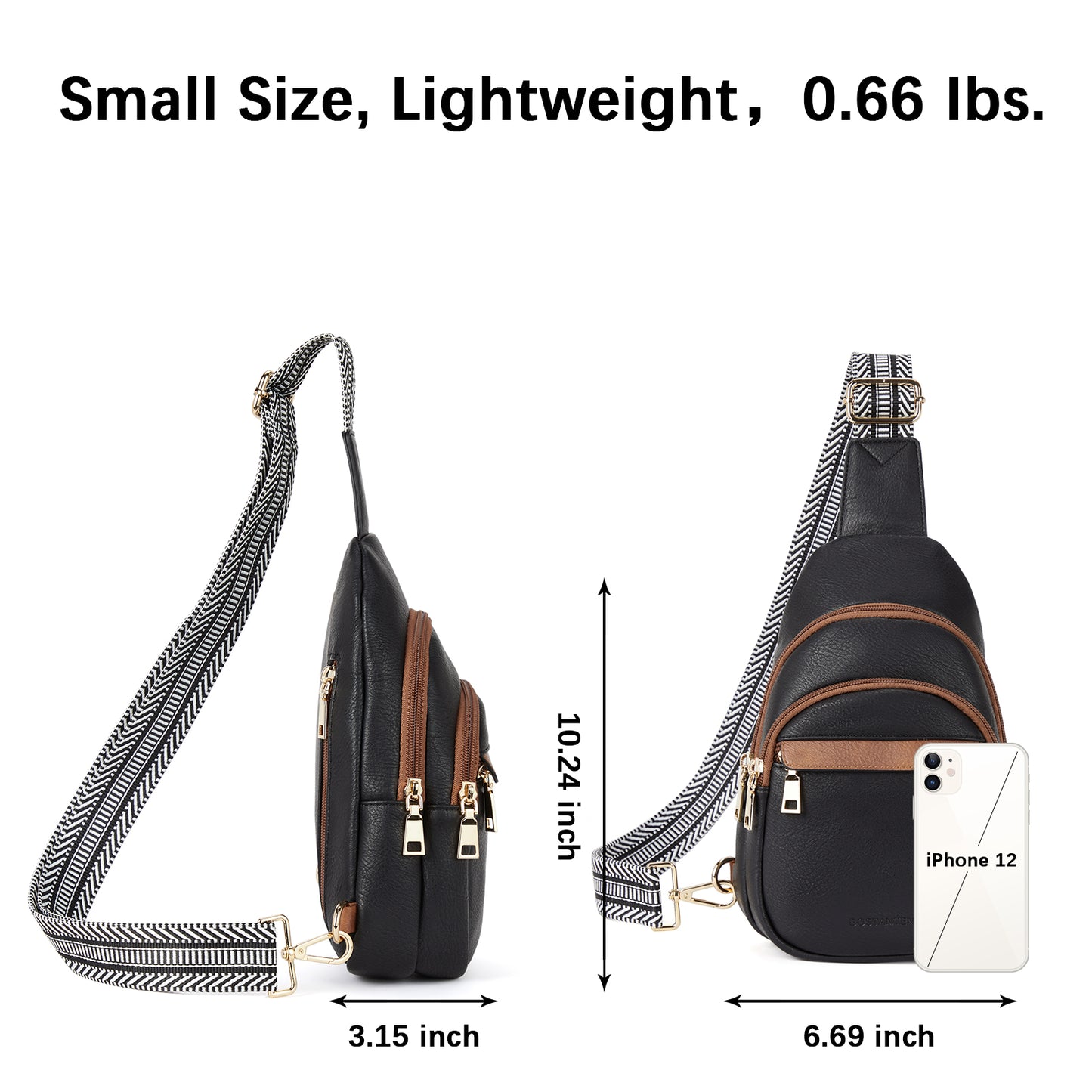 BOSTANTEN Small Sling Bag for Women Leather Crossbody Bags Fanny Pack Chest Bag for Travel