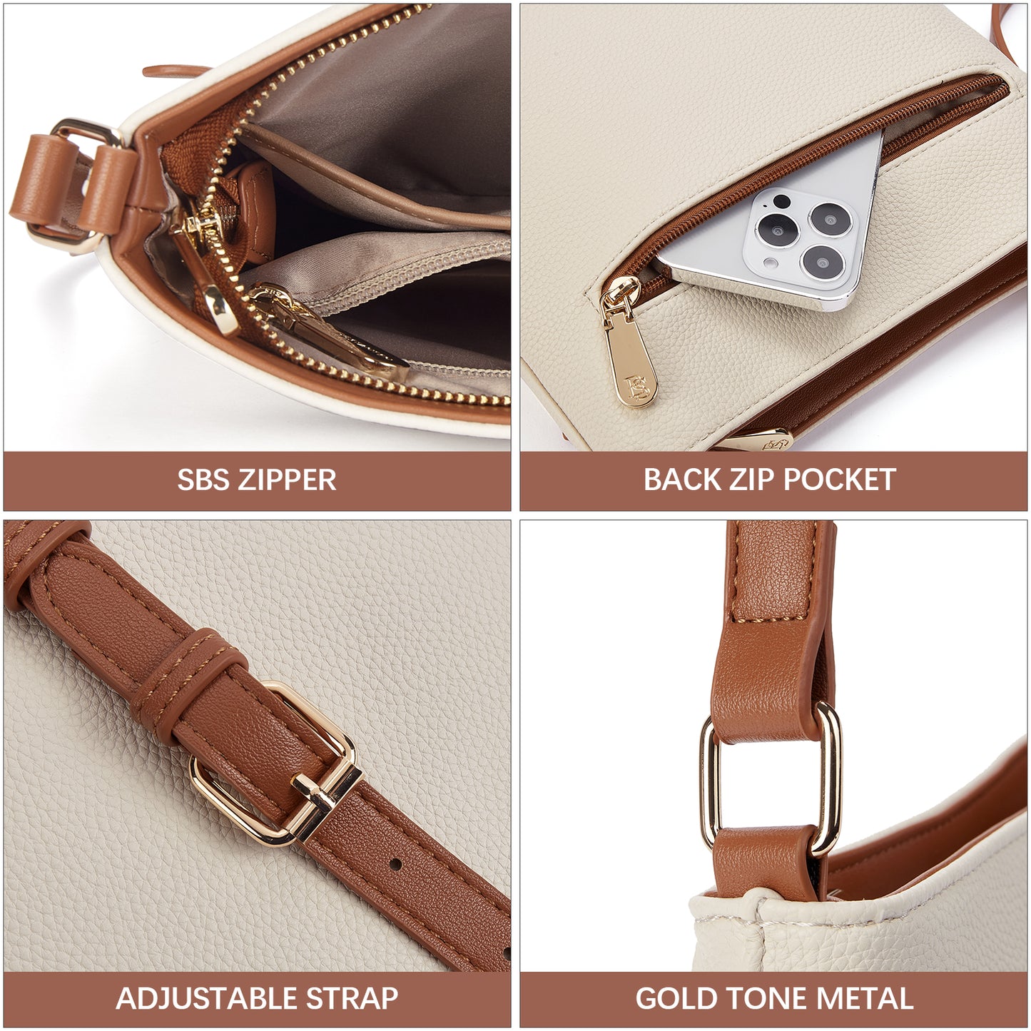 BOSTANTEN Crossbody Bags for Women Trendy Leather Designer Cell Phone Multi Pocket Cross Body Purses Shoulder Handbag Ladies