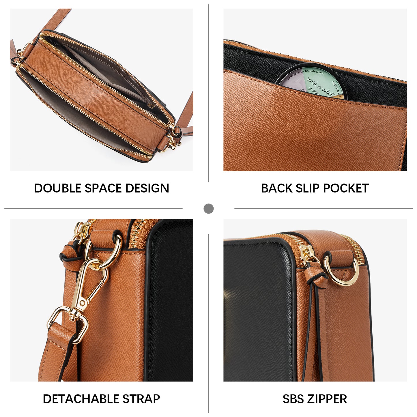 BOSTANTEN Crossbody Bags for Women Leather Snapshot Purses Shoulder Handbags with 2 Adjustable Wide Strap