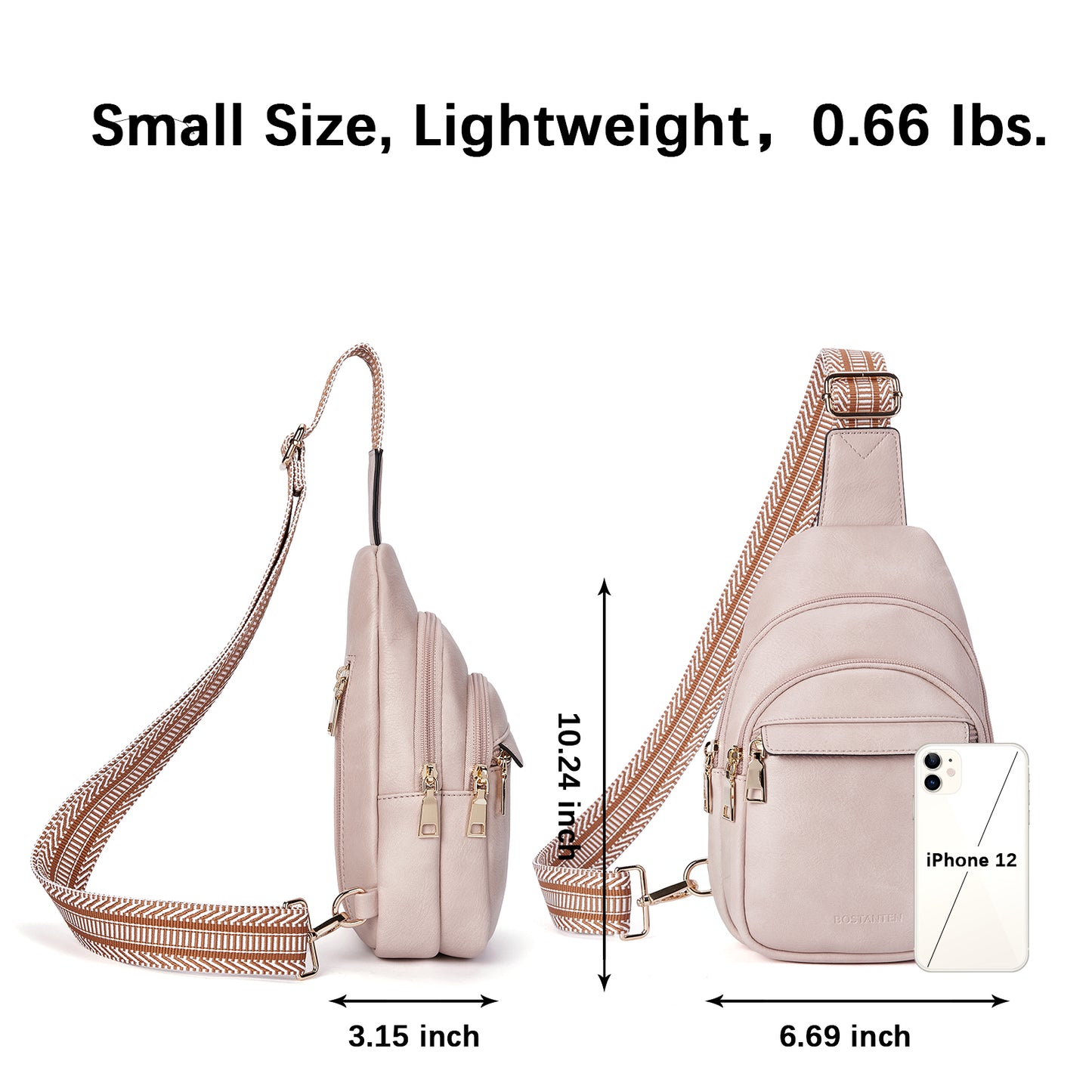BOSTANTEN Small Sling Bag for Women Leather Crossbody Bags Fanny Pack Chest Bag for Travel
