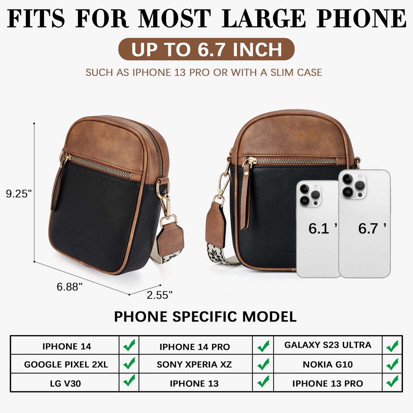 BOSTANTEN Crossbody Phone Bags for Women Small Cross Body Bag Cell Phone Wallet Purses Adjustable Strap