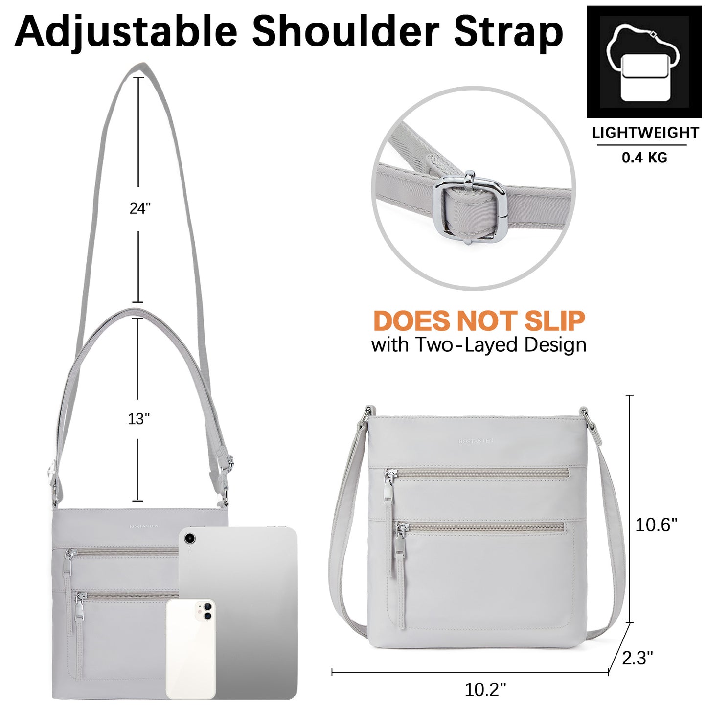 BOSTANTEN Crossbody Bags Purses for Women Trendy Soft Leather Shoulder Handbags with Adjustable Strap Zipper Pocket Medium