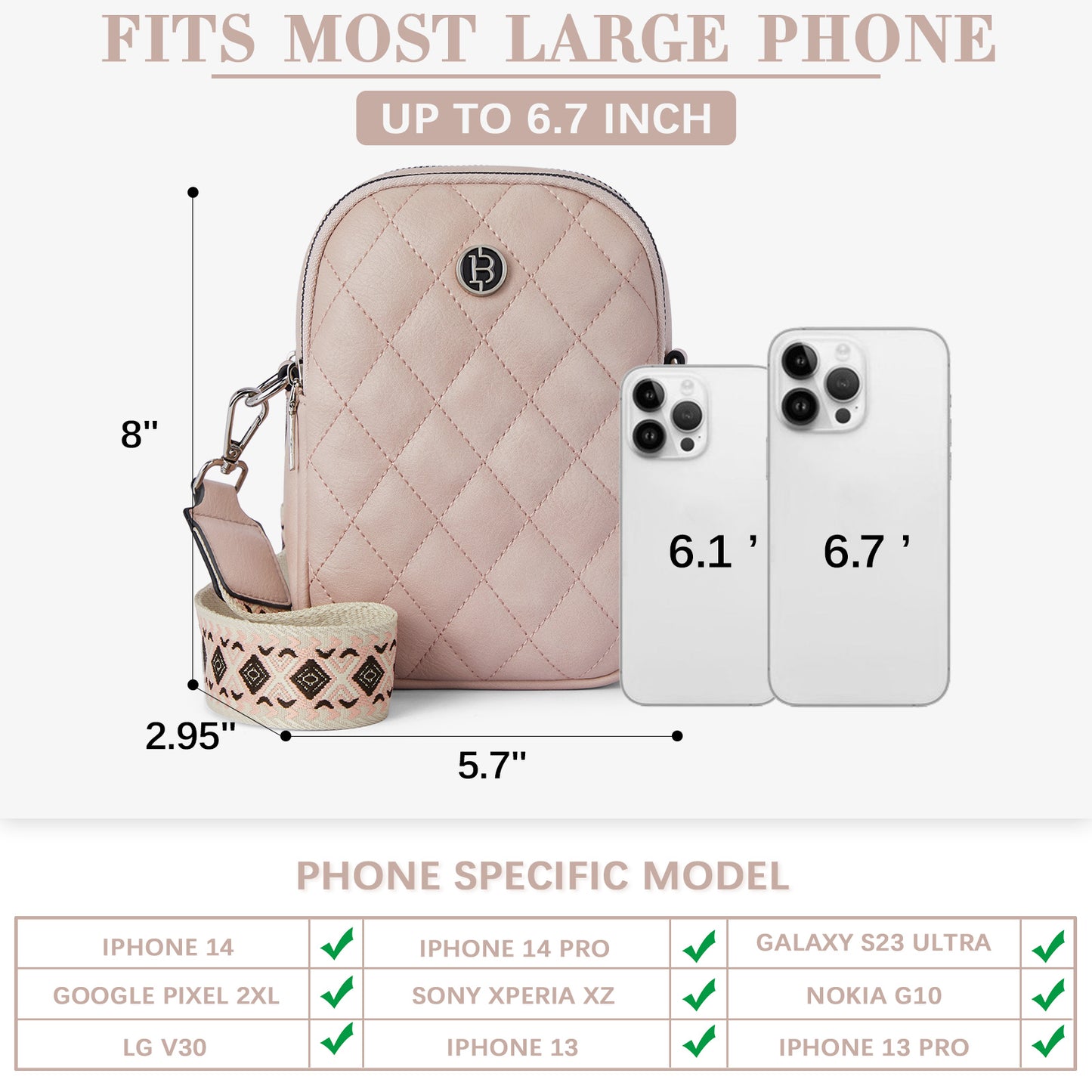 BOSTANTEN Small Cell Phone Crossbody Bags Trendy Quilted Leather Cross Body Wallet Purse Adjustable Strap