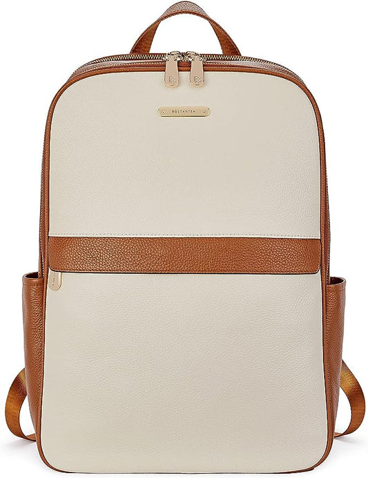 BOSTANTEN Genuine Leather 15.6 inch Laptop Backpack Purse for Women College Casual Backpack Travel Bag