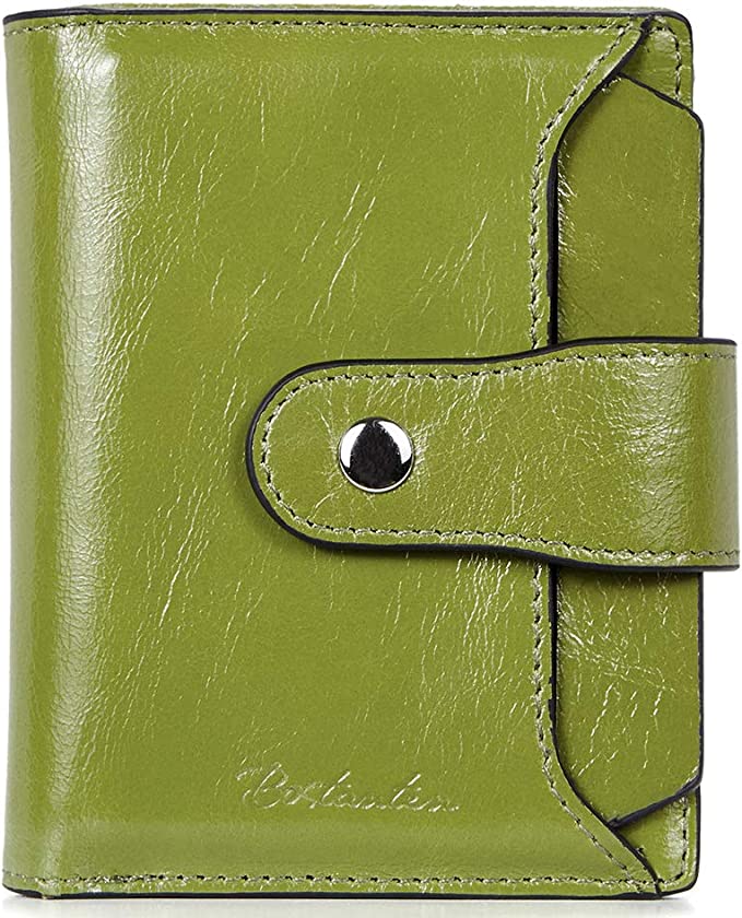 BOSTANTEN Women Leather Wallet RFID Blocking Small Bifold Zipper Pocket Wallet Card Case Purse with ID Window
