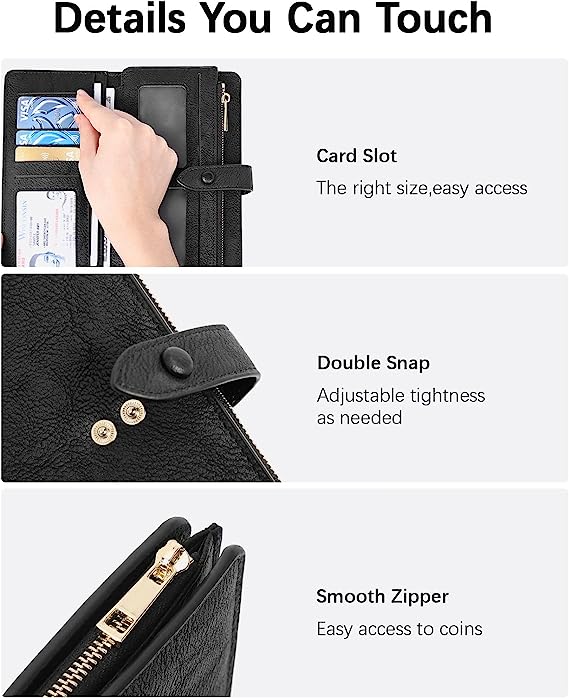 BOSTANTEN Women Wax Genuine Leather Wallet Credit Card Cash Holder Large Capacity Clutch Purse