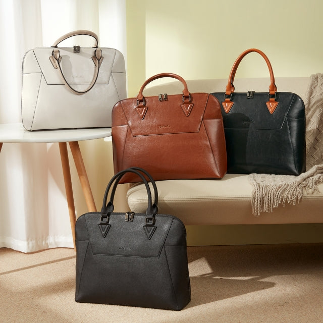 BOSTANTEN Briefcase for Women Leather 15.6 inch Laptop Shoulder Bags Office Work Crossbody Handbag Brown