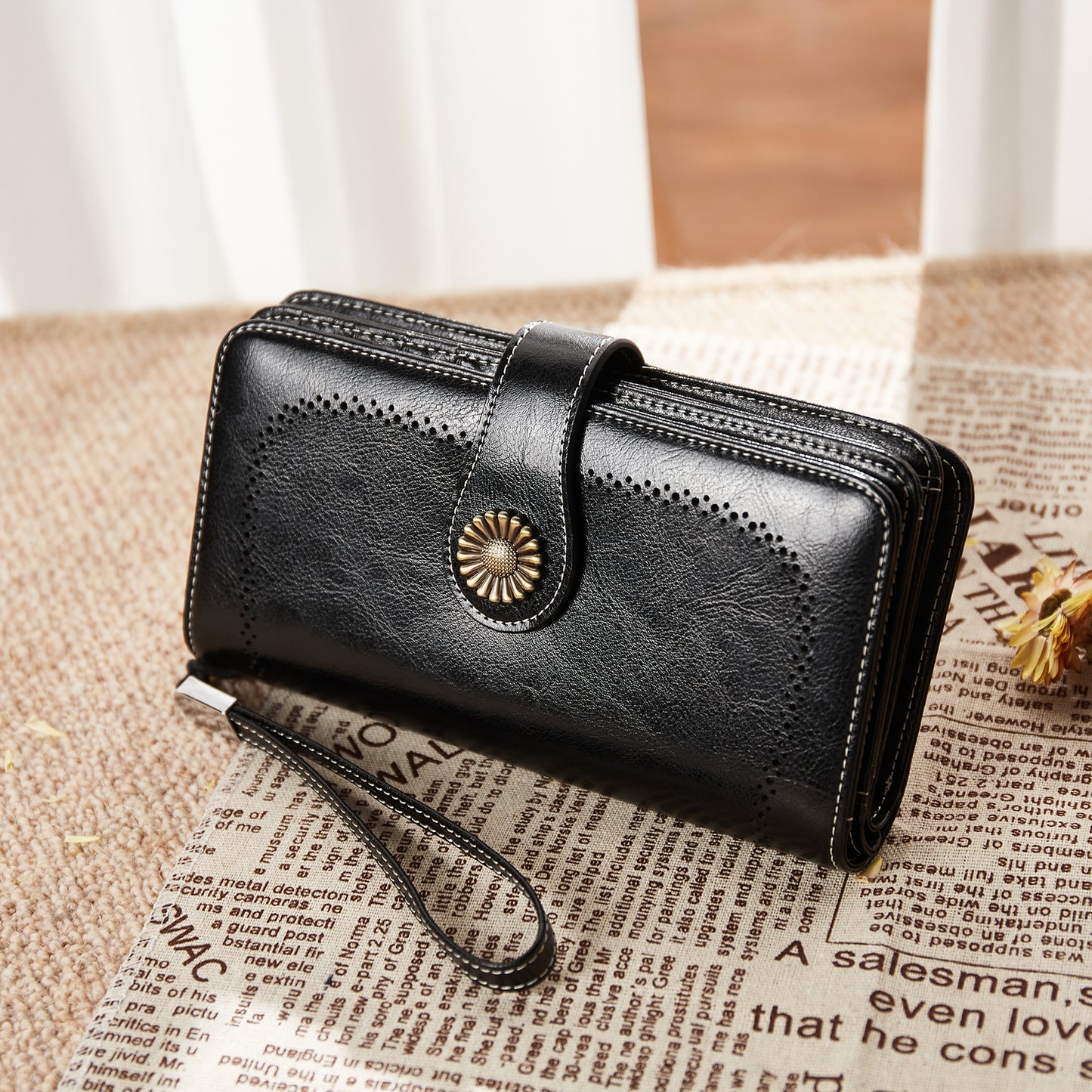 BOSTANTEN Womens Wallet Genuine Leather Large Capacity Wristlet Clutch Purse Credit Card Holder with RFID Blocking