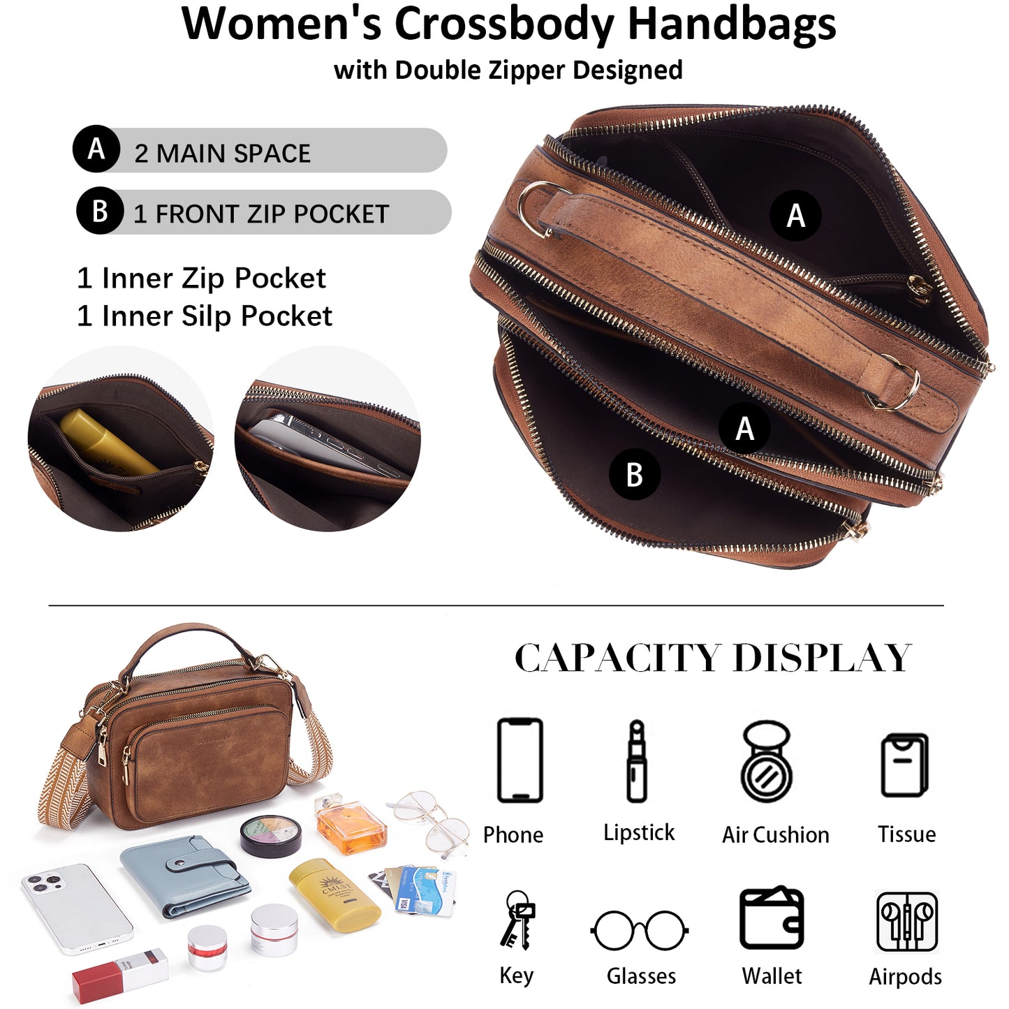 BOSTANTEN Crossbody Bags for Women Trendy Vegan Leather Purses Top Handle Shoulder Handbags with Wide Strap