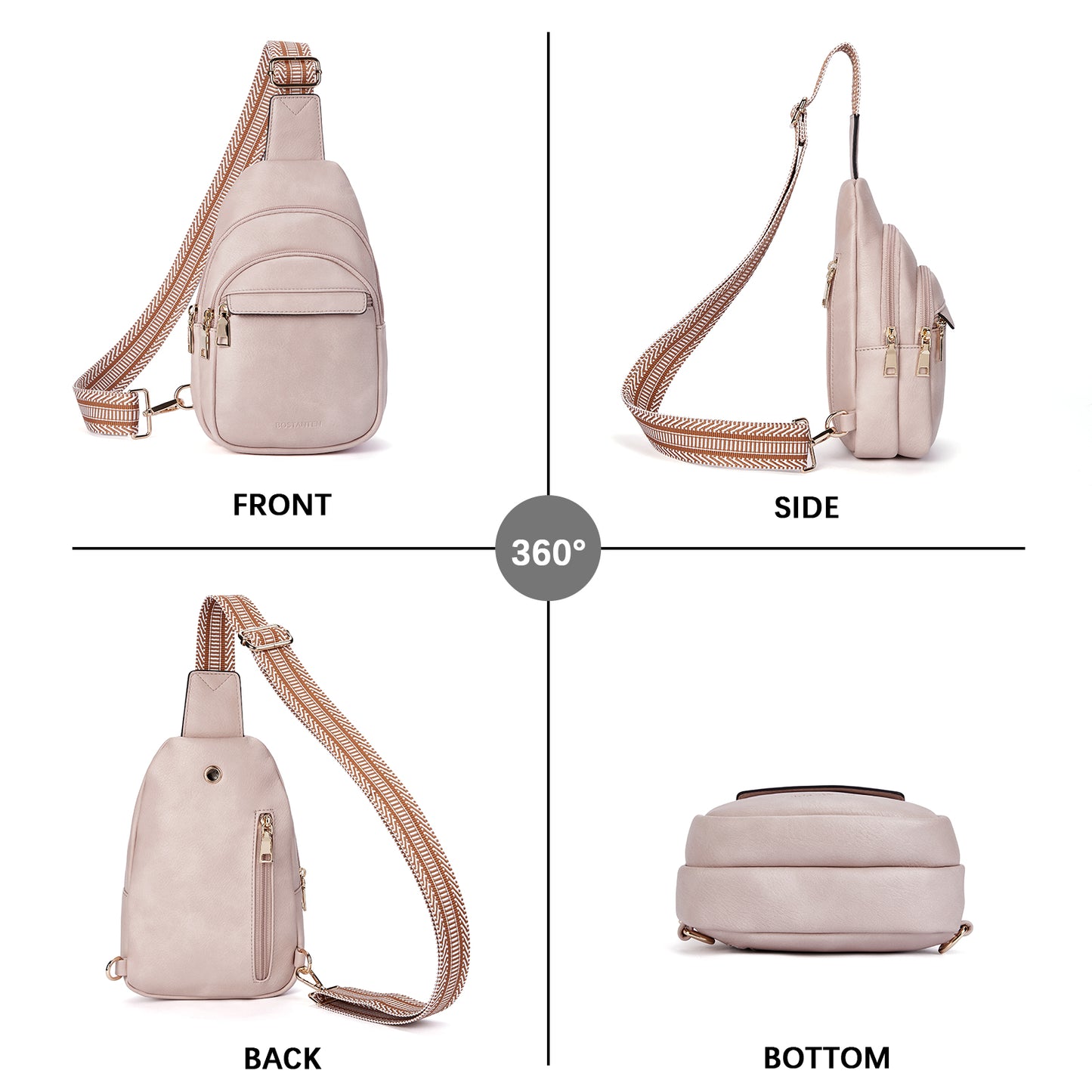 BOSTANTEN Small Sling Bag for Women Leather Crossbody Bags Fanny Pack Chest Bag for Travel
