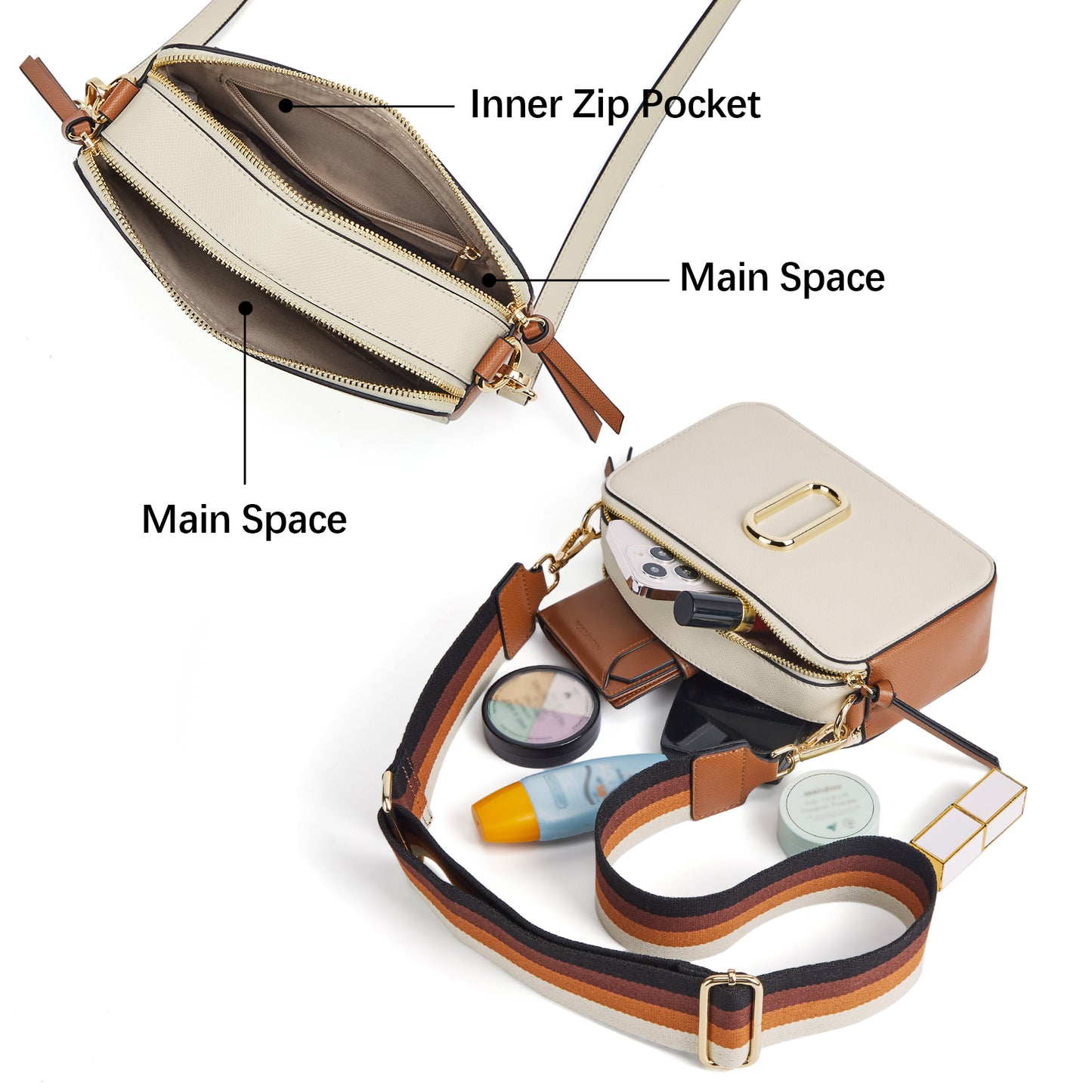BOSTANTEN Crossbody Bags for Women Leather Snapshot Purses Shoulder Handbags with 2 Adjustable Wide Strap