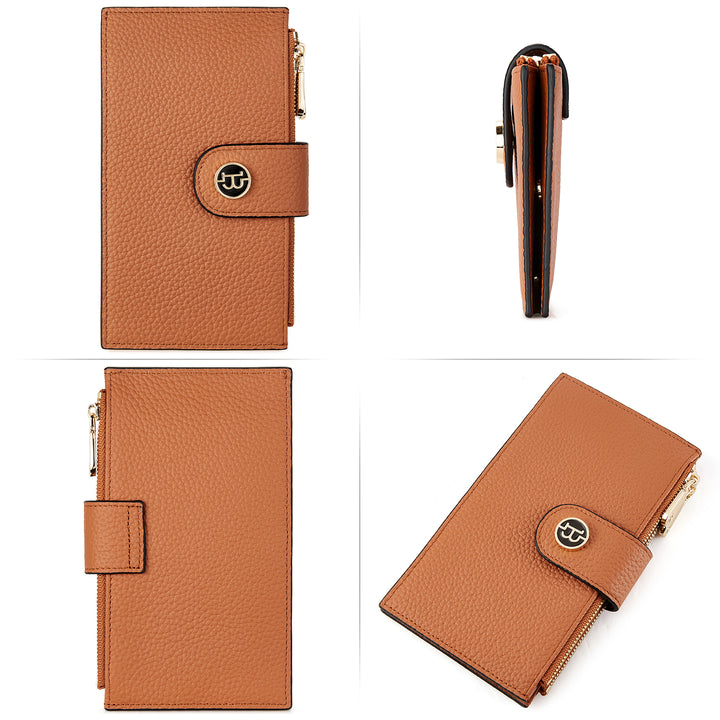 BOSTANTEN Leather Wallets for Women RFID Blocking Slim Bofild Purse Card Holder with Zipper Pocket