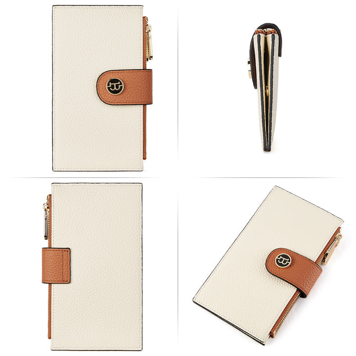 BOSTANTEN Leather Wallets for Women RFID Blocking Slim Bofild Purse Card Holder with Zipper Pocket