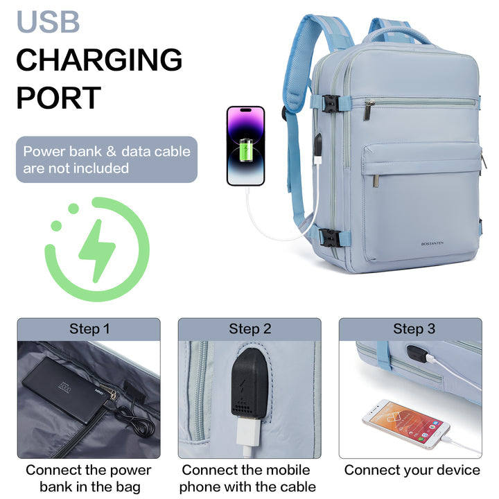 BOSTANTEN Travel Backpack for Women- Flight Approved Carry On Backpack, 15.6" Laptop Backpack Large Lightweight Weekender Bag