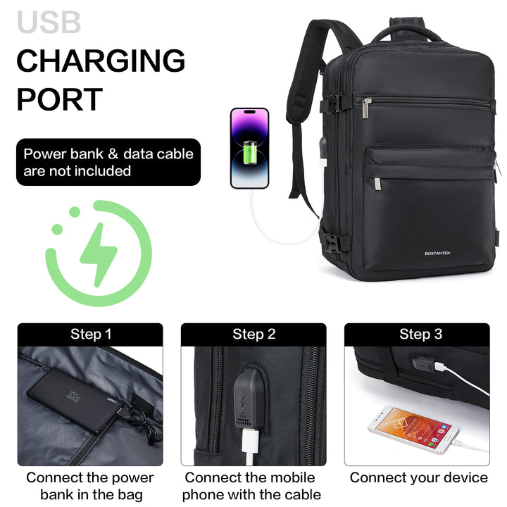 BOSTANTEN Travel Backpack for Women- Flight Approved Carry On Backpack, 15.6" Laptop Backpack Large Lightweight Weekender Bag