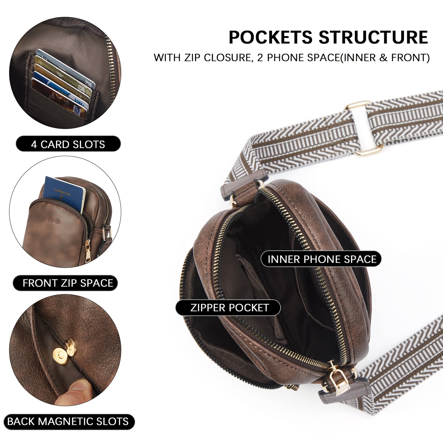 BOSTANTEN Small Crossbody Bags for Women Designer Zip Cell Phone Purse Shoulder Handbags Wallet with Card Slots