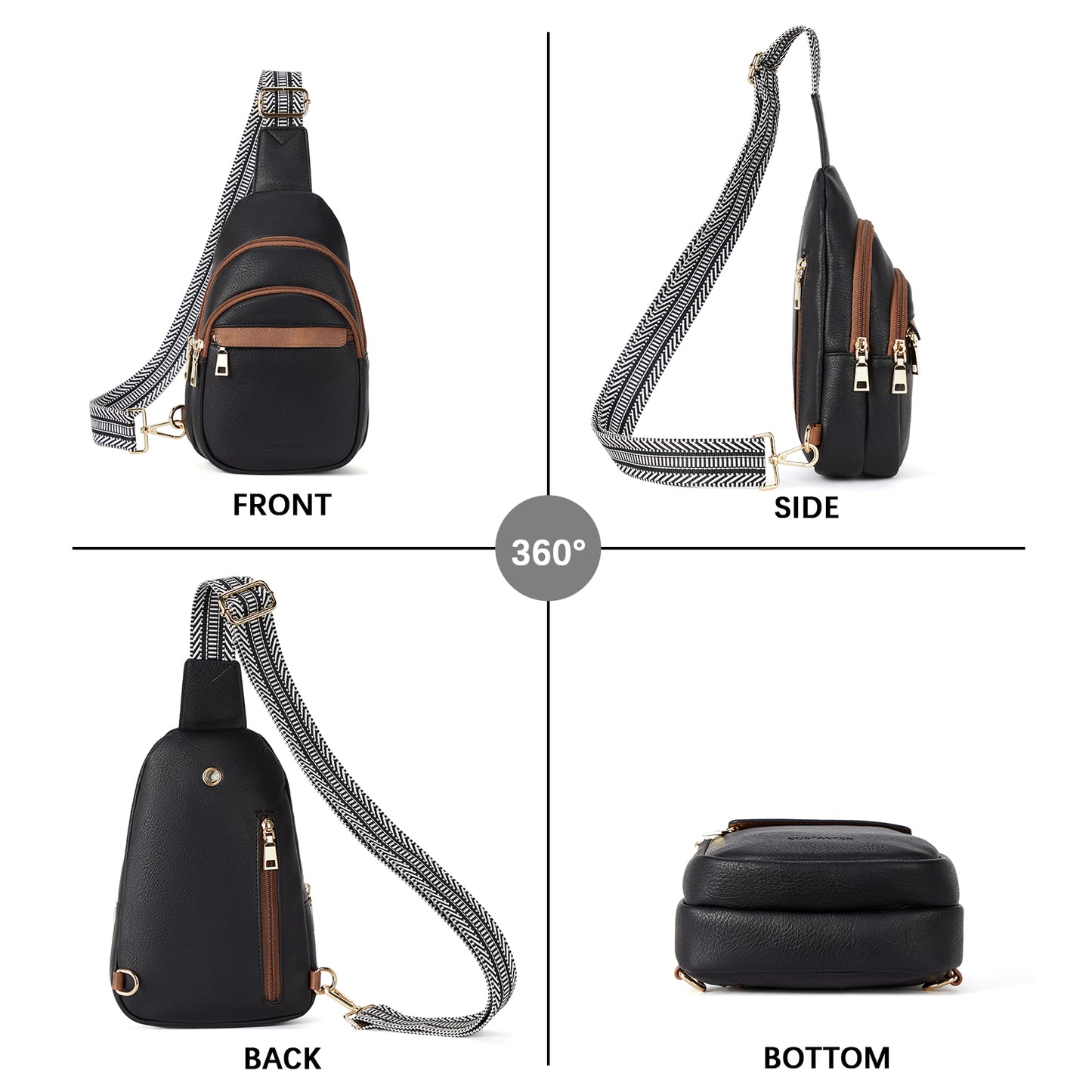BOSTANTEN Small Sling Bag for Women Leather Crossbody Bags Fanny Pack Chest Bag for Travel