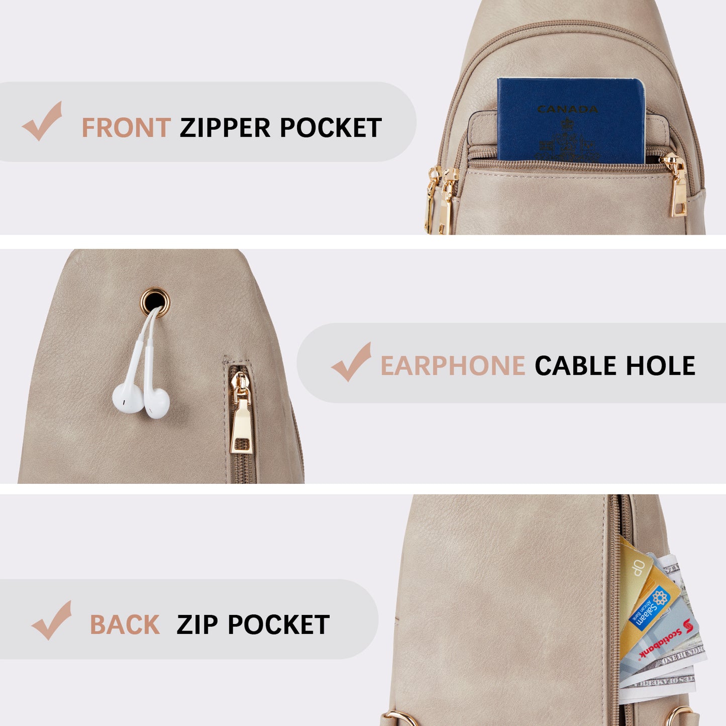 BOSTANTEN Small Sling Bag for Women Leather Crossbody Bags Fanny Pack Chest Bag for Travel