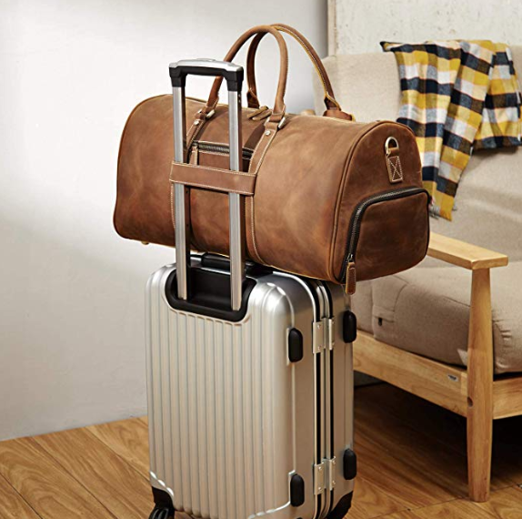 BOSTANTEN Duffle Bags for Men Genuine Leather Travel Bag Gym Extra Large Overnight Weekender Luggage Brown