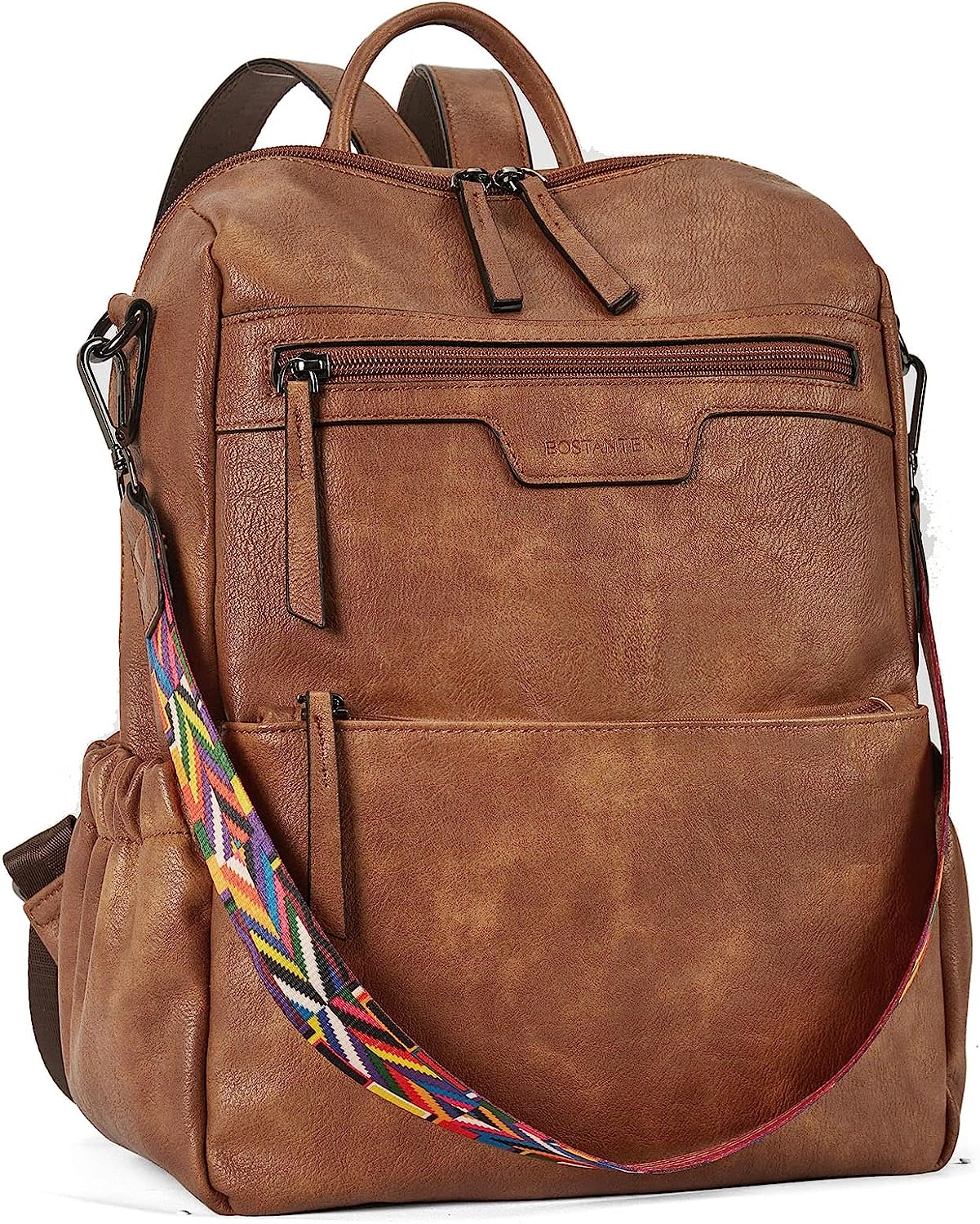 BOSTANTEN Backpack Purse for Women Fashion Designer Travel Backpack Leather Convertible Shoulder Bags Casual Daypack Beige-brown