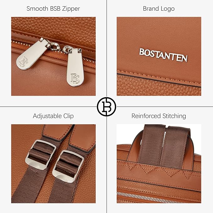 BOSTANTEN Leather Laptop Backpack for Women 15.6 inch Computer Bag Travel Work Daypack Large Size Bag