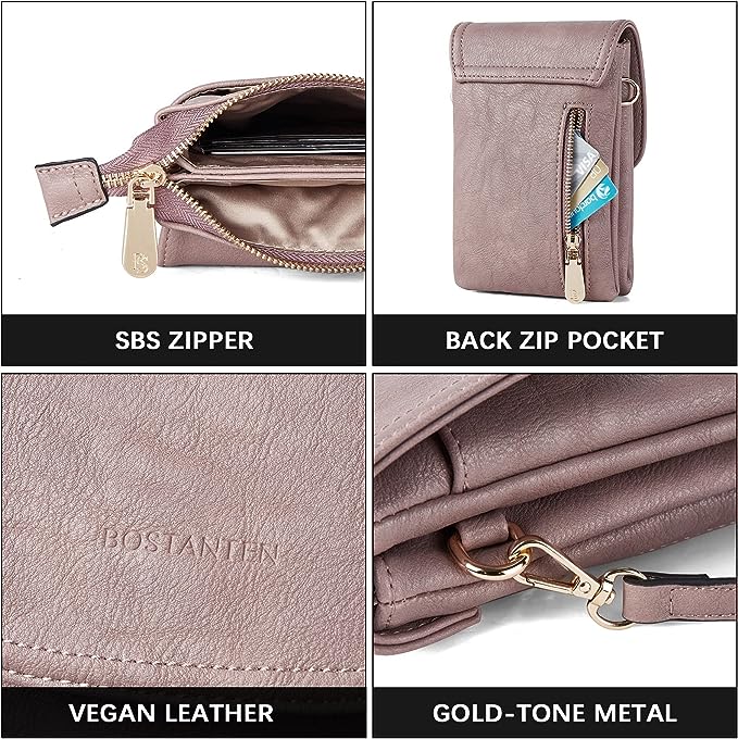 BOSTANTEN Small Crossbody Bags for Women Designer Cell Phone Bag Wallet Purses Adjustable Strap