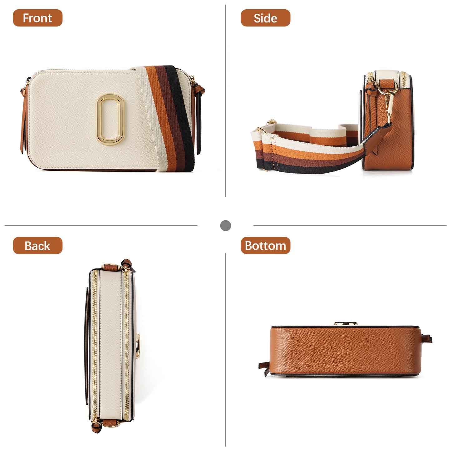 BOSTANTEN Crossbody Bags for Women Leather Snapshot Purses Shoulder Handbags with 2 Adjustable Wide Strap