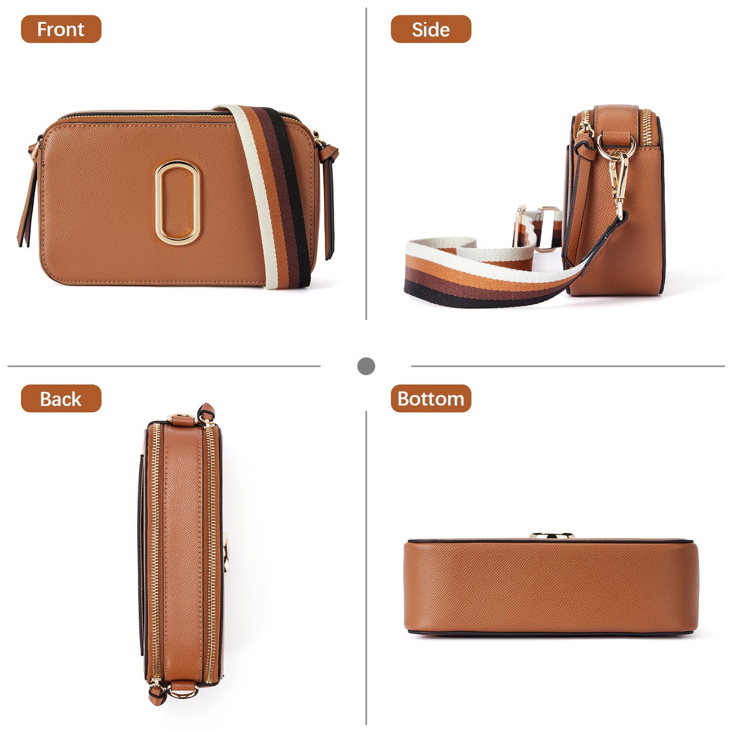 BOSTANTEN Crossbody Bags for Women Leather Snapshot Purses Shoulder Handbags with 2 Adjustable Wide Strap