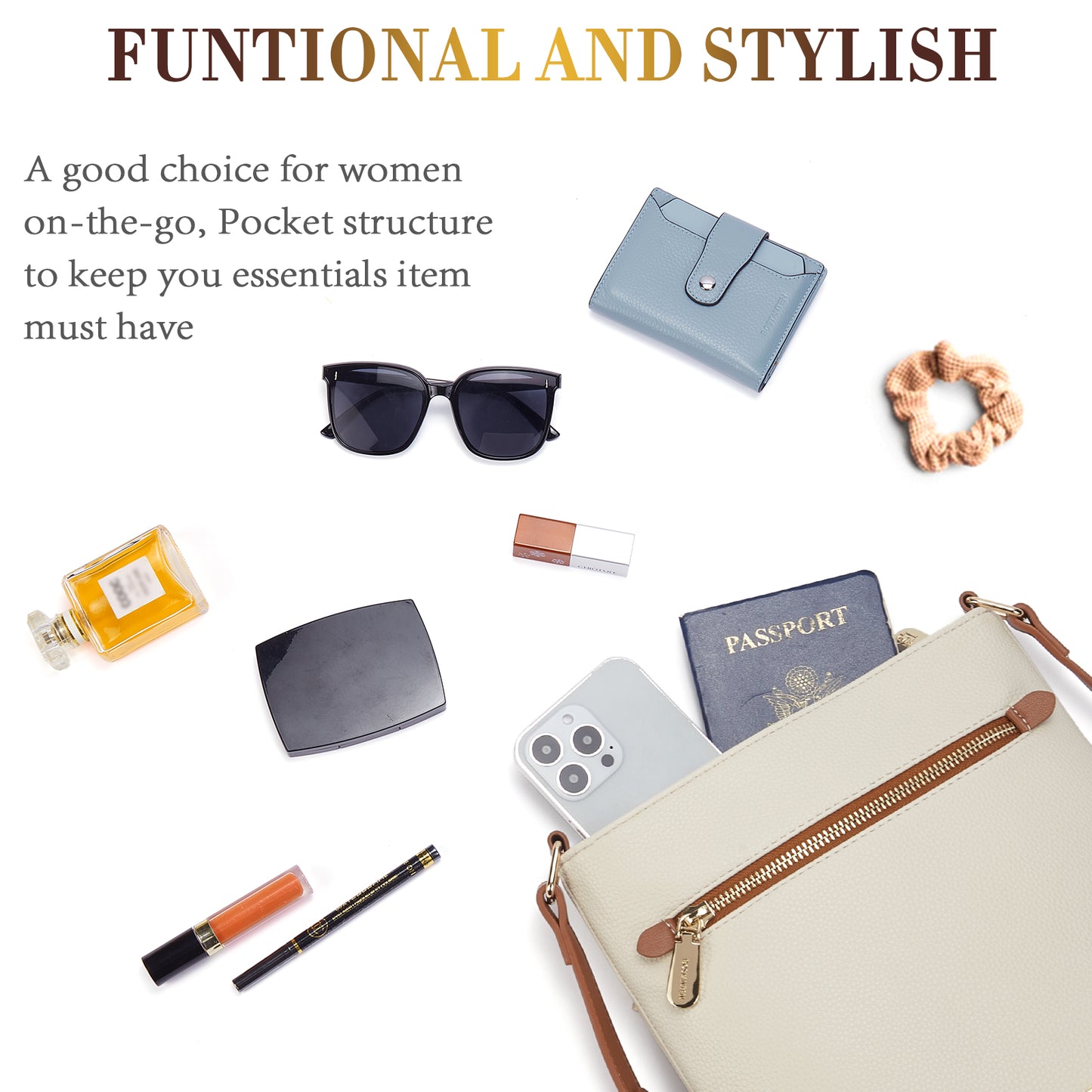 BOSTANTEN Crossbody Bags for Women Trendy Leather Designer Cell Phone Multi Pocket Cross Body Purses Shoulder Handbag Ladies