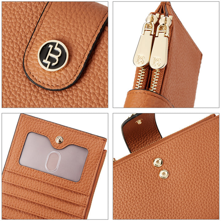 BOSTANTEN Leather Wallets for Women RFID Blocking Slim Bofild Purse Card Holder with Zipper Pocket