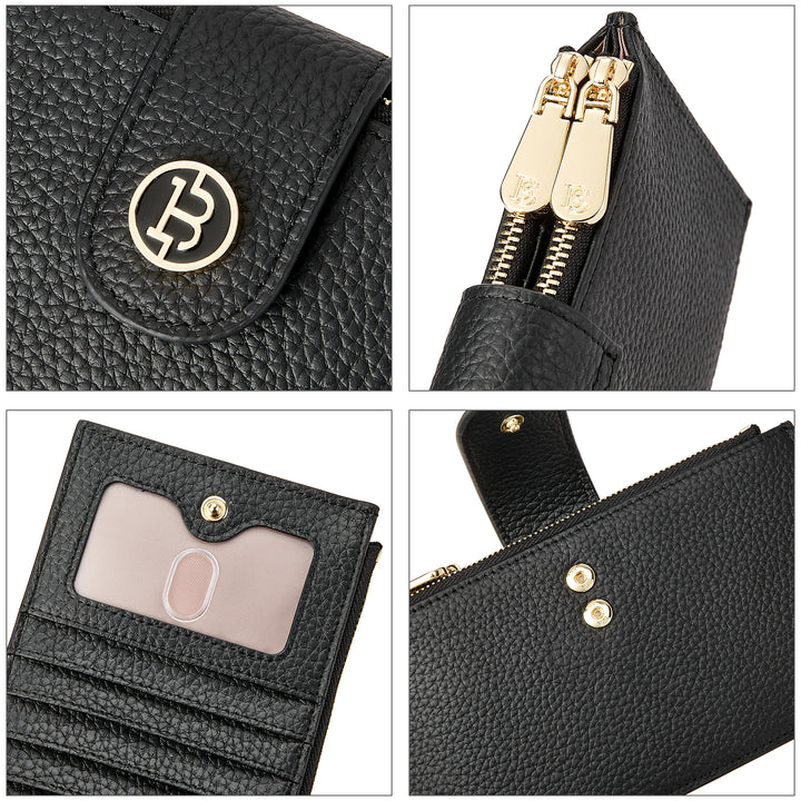BOSTANTEN Leather Wallets for Women RFID Blocking Slim Bofild Purse Card Holder with Zipper Pocket