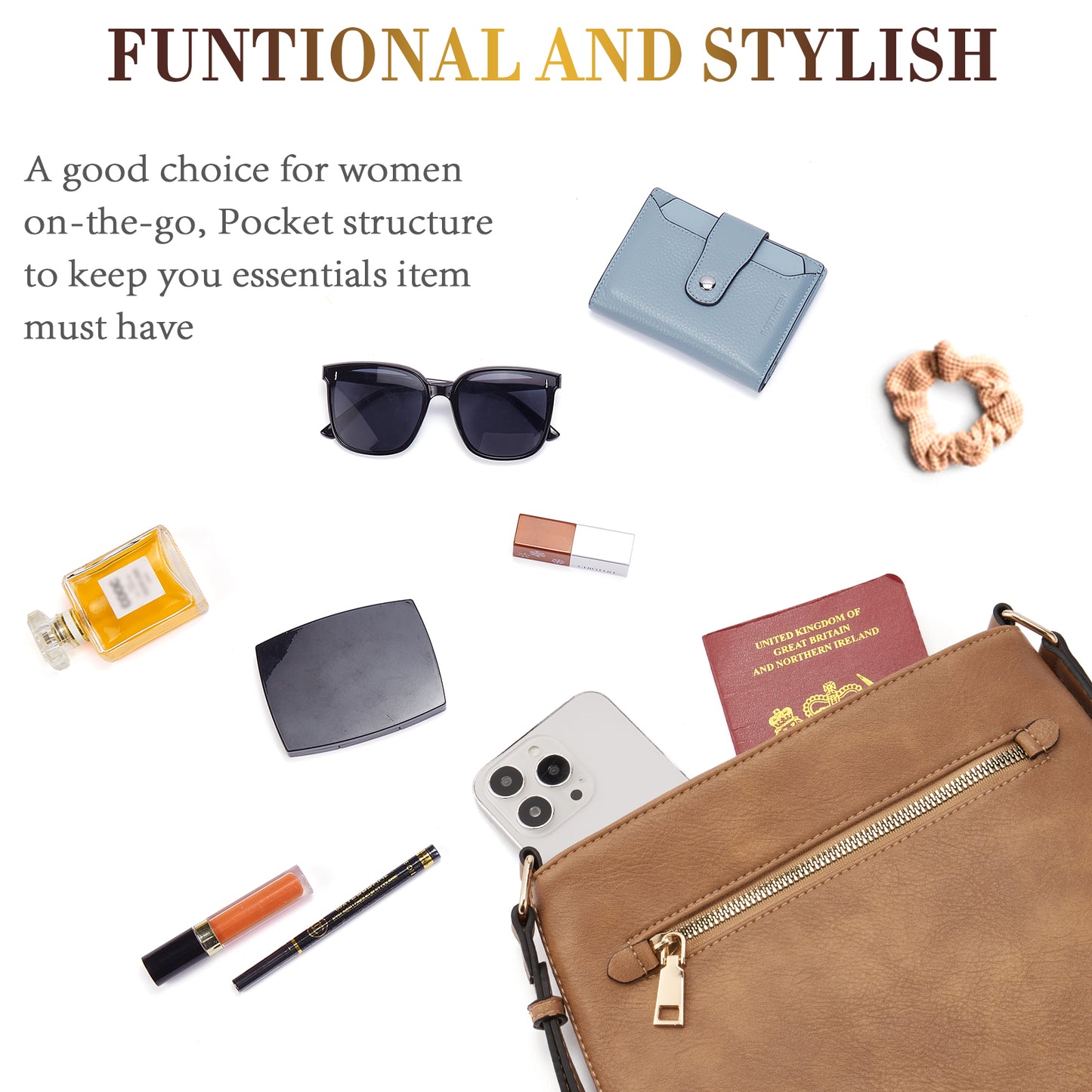 BOSTANTEN Crossbody Bags for Women Trendy Leather Designer Cell Phone Multi Pocket Cross Body Purses Shoulder Handbag Ladies