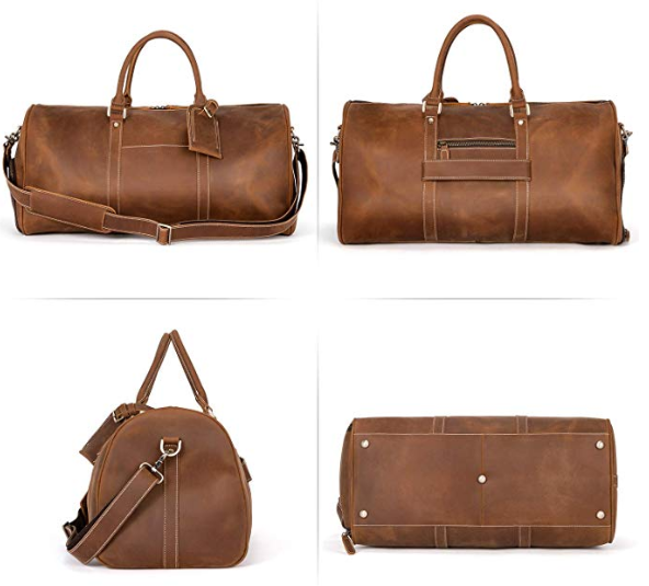 BOSTANTEN Duffle Bags for Men Genuine Leather Travel Bag Gym Extra Large Overnight Weekender Luggage Brown