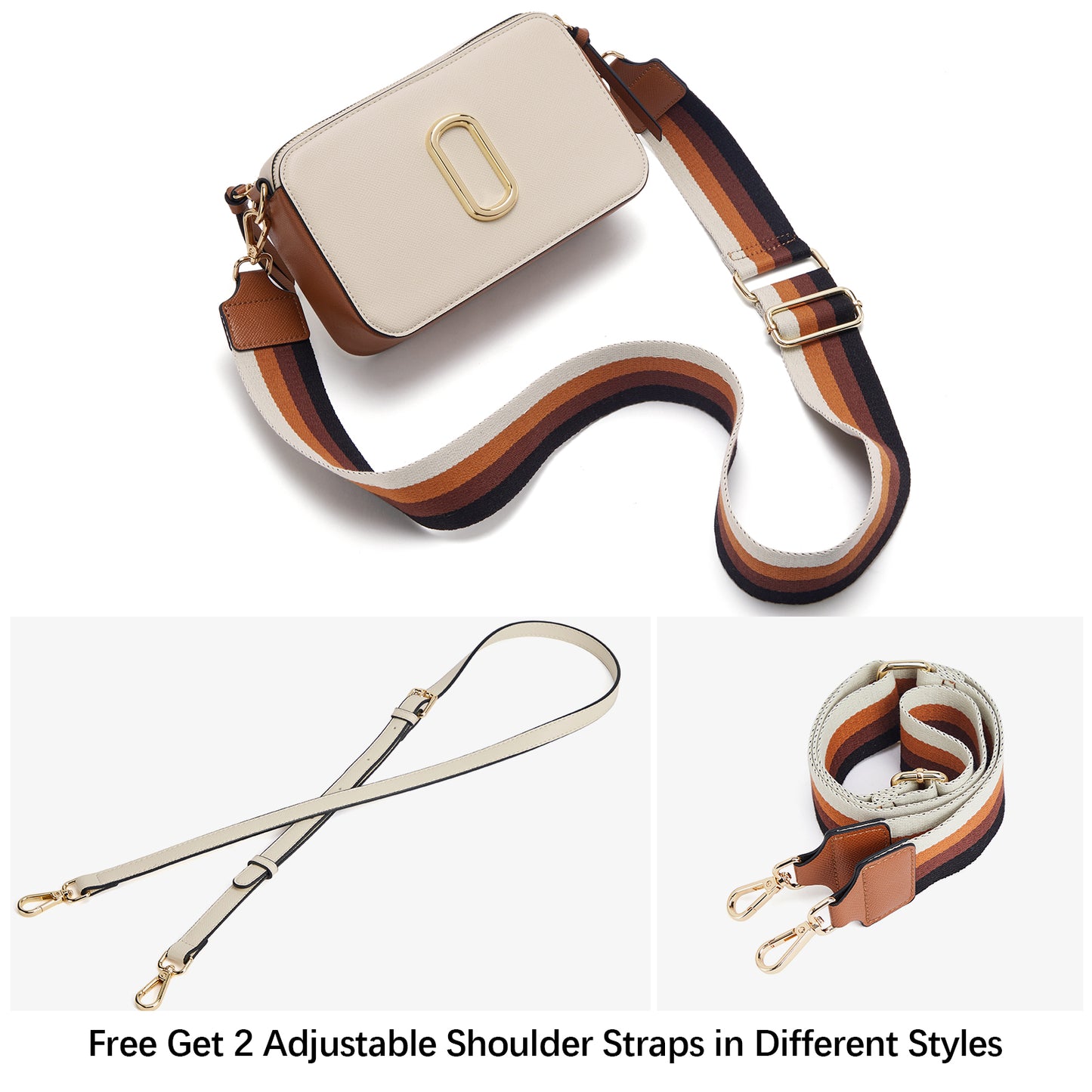 BOSTANTEN Crossbody Bags for Women Leather Snapshot Purses Shoulder Handbags with 2 Adjustable Wide Strap