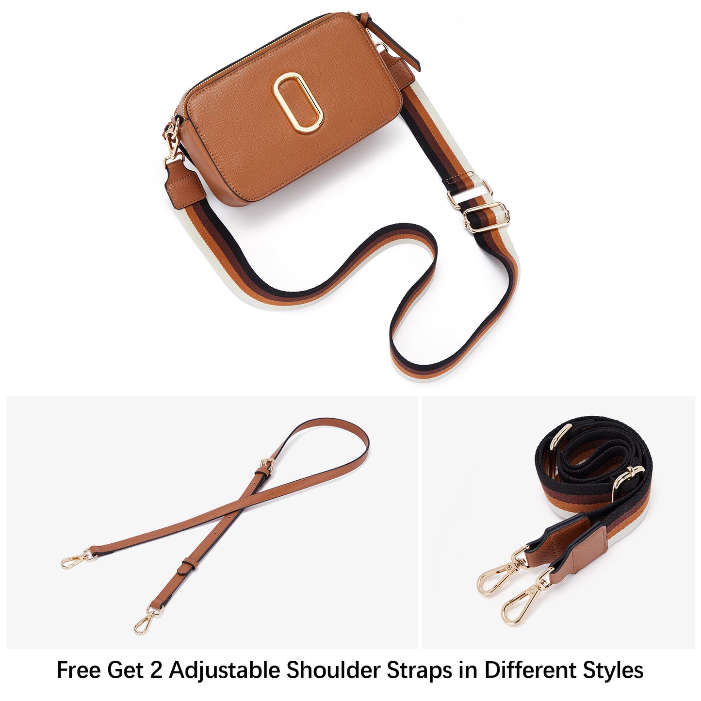 BOSTANTEN Crossbody Bags for Women Leather Snapshot Purses Shoulder Handbags with 2 Adjustable Wide Strap